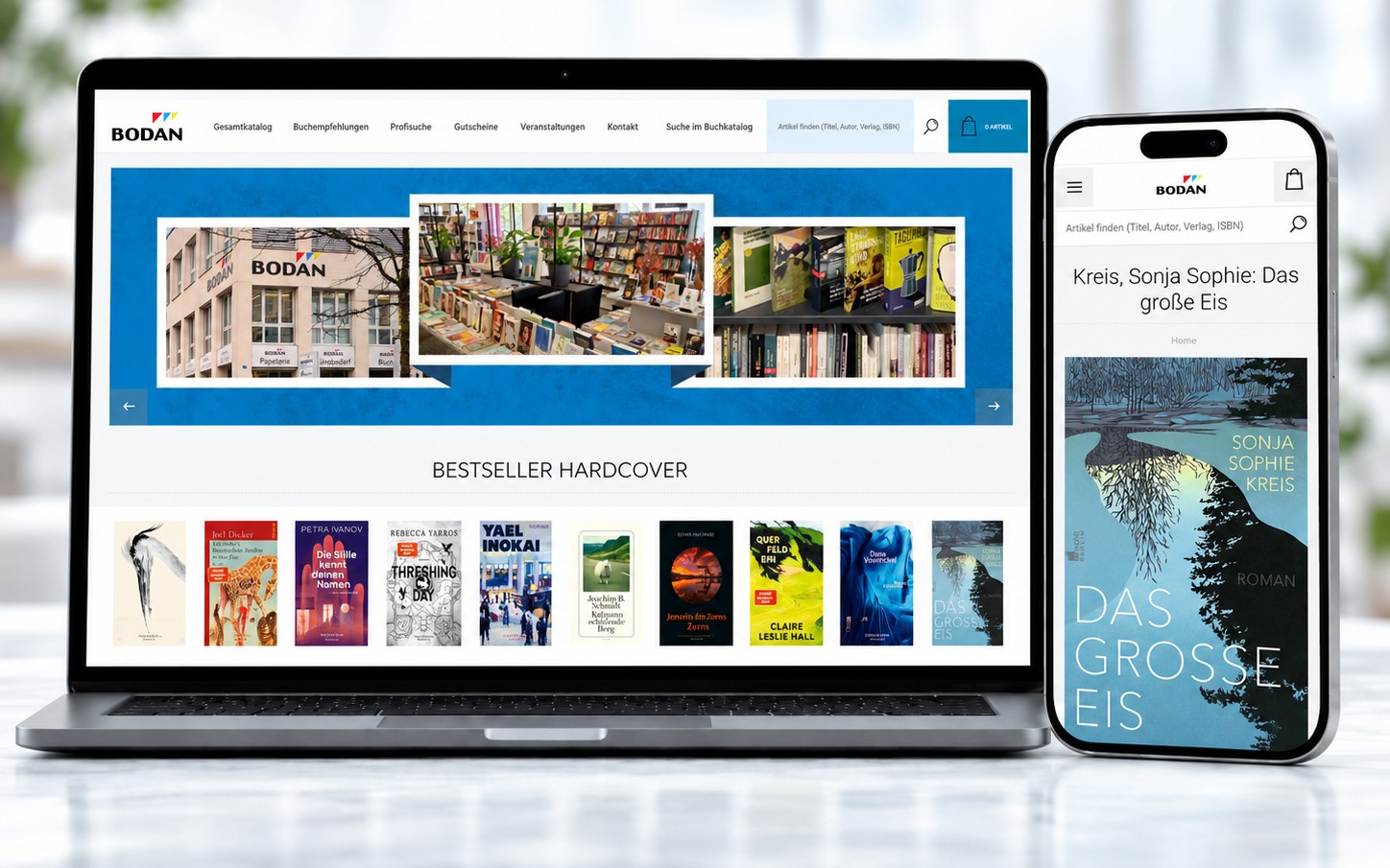 Screenshot Onlineshop der BODAN AG