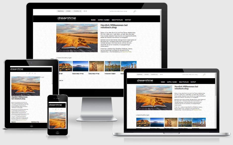 Screenshot Onlineshop von Dreamtime Travel